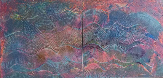 Abstract Waves Of Love And Life (Diptych)