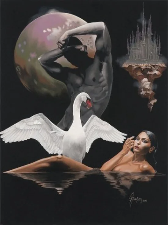 Figural realistic Leda and the Swan